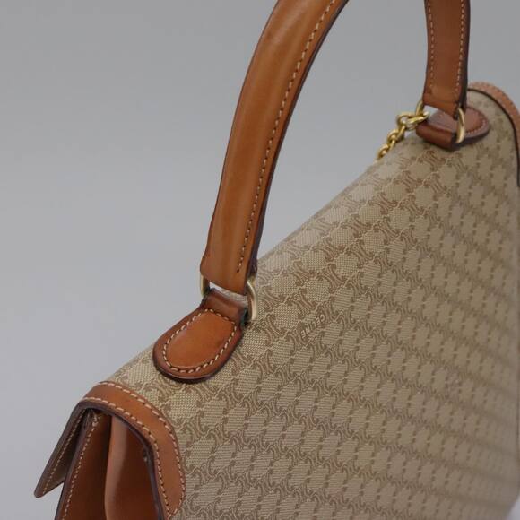 CELINE Macadam Canvas Hand Bag Beige Gold - Picture 6 of 13